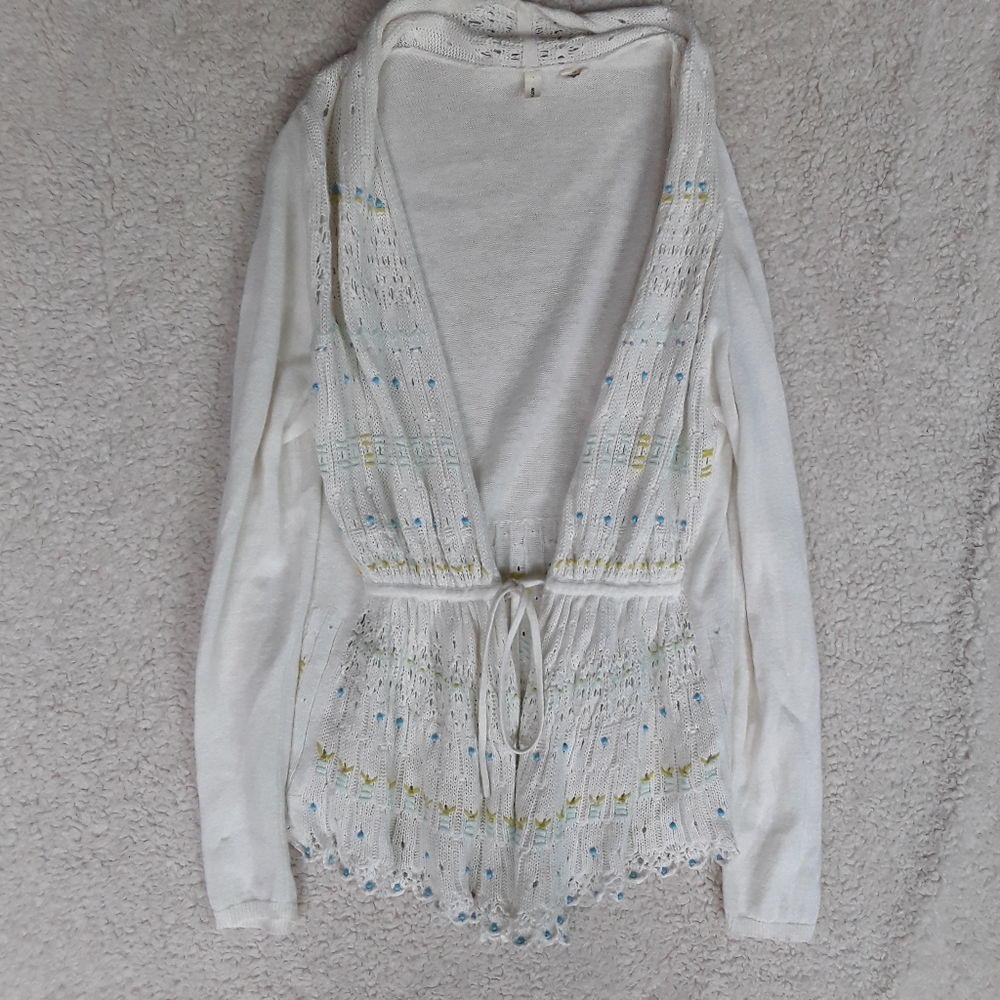 Moth | Anthropologie white Embroidered Cardigan
